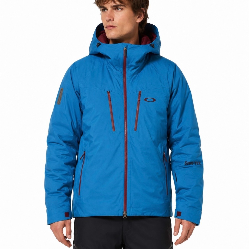 Oakley GORE-TEX Ski Snowboard Jacket Men Teal Burgundy Full Zip Hooded Large